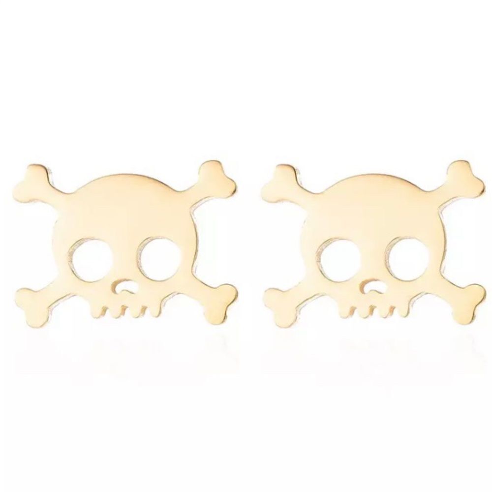 GOLD Skull and Crossbones Earring Pair